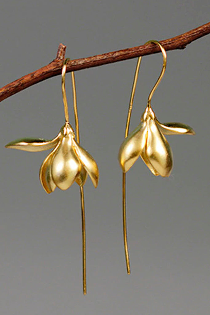 Magnolias Gold Flower Earrings