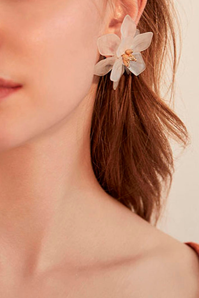 Blooming White Flower Earrings