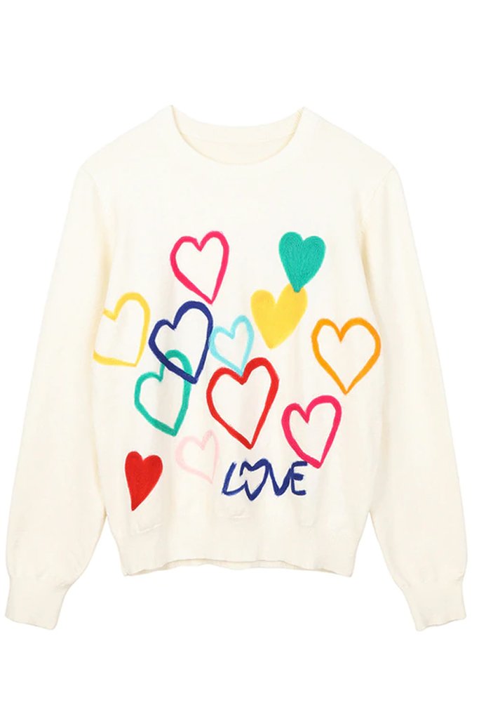 Multihearts White Patterned Sweater