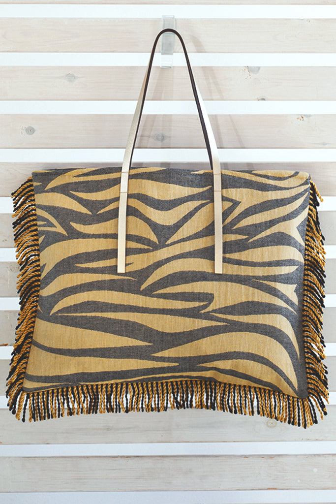 MILOS Mustard Black Bag with Animal Print and Hooks