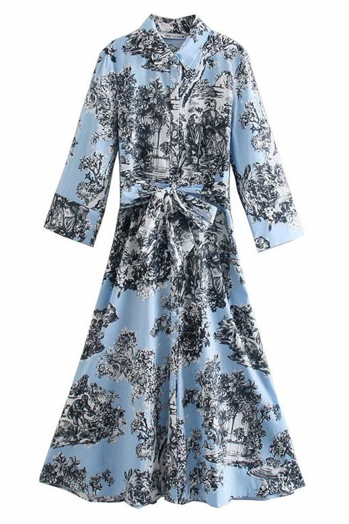 Blair Floral Dress Ivory Light Blue Daisy Floral  Womens Brandy Melville  Dresses - Mithun Travels