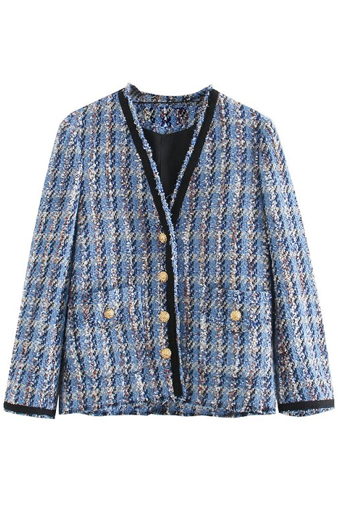 Ulyana Μπλε Tweed Σακάκι Blazer | Γυναικεία Ρούχα - Σακάκια - Blazer