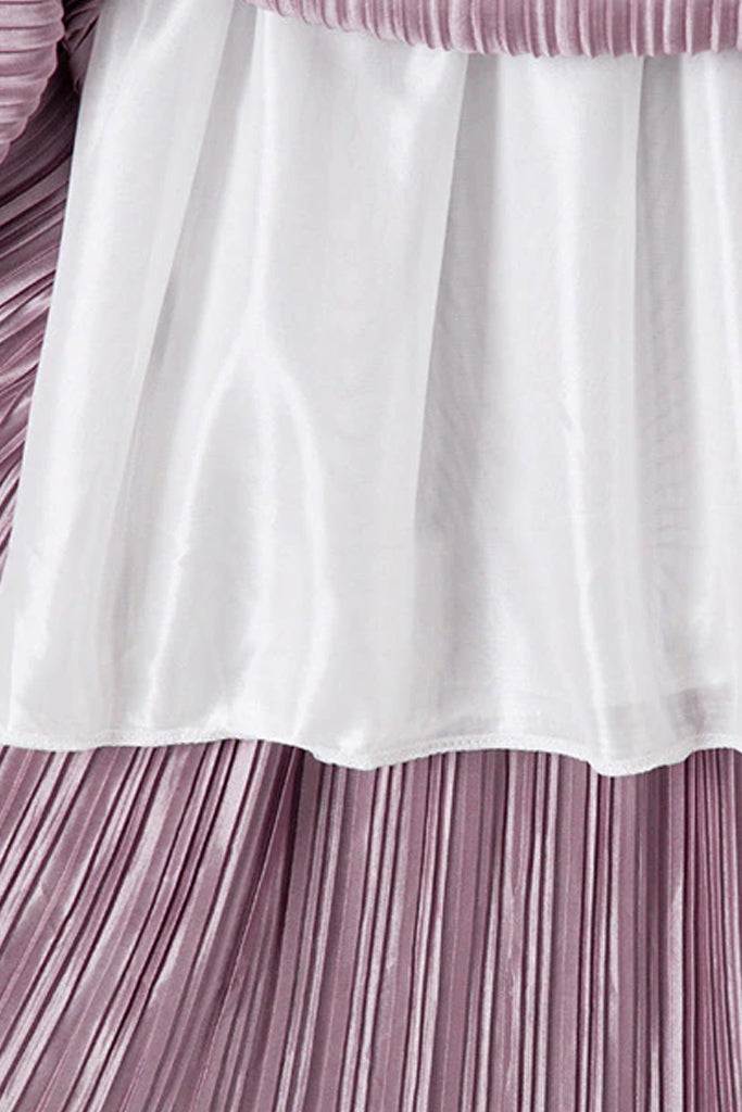 Erany Purple Pleated Midi Skirt