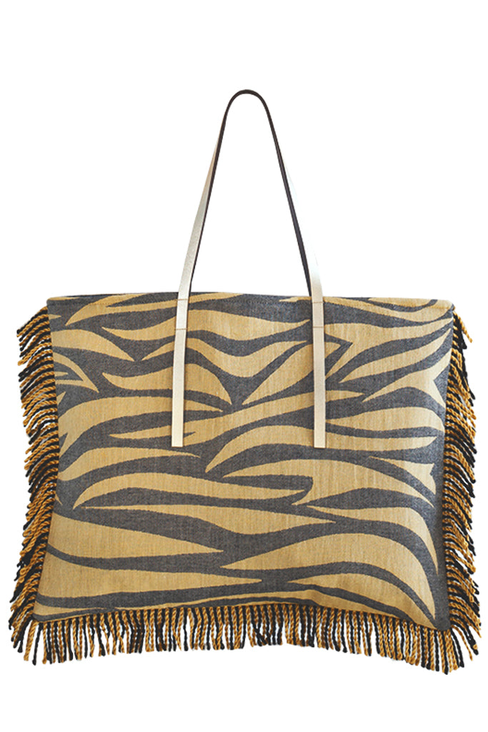 MILOS Mustard Black Bag with Animal Print and Hooks