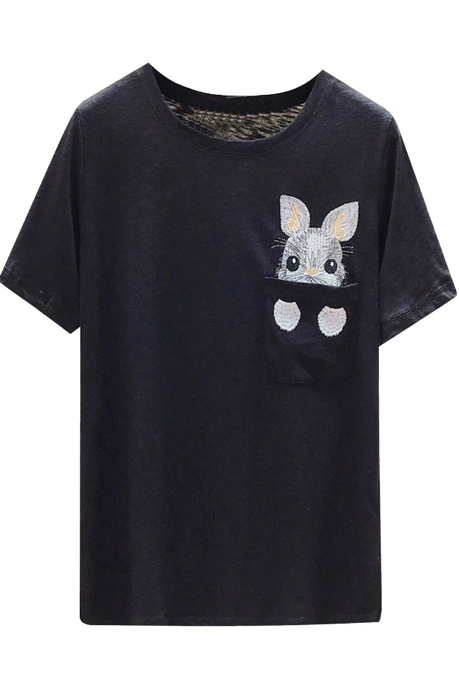 Rabbit White T-shirt with Embroidery