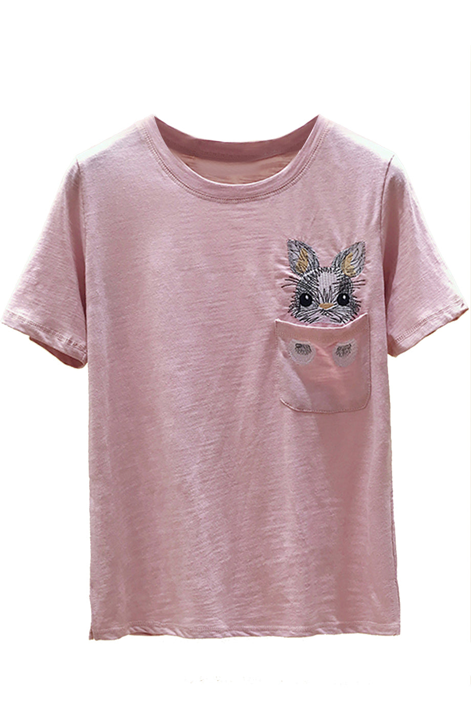 Rabbit White T-shirt with Embroidery