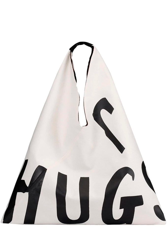 Hugs White Fabric Shopping Bag