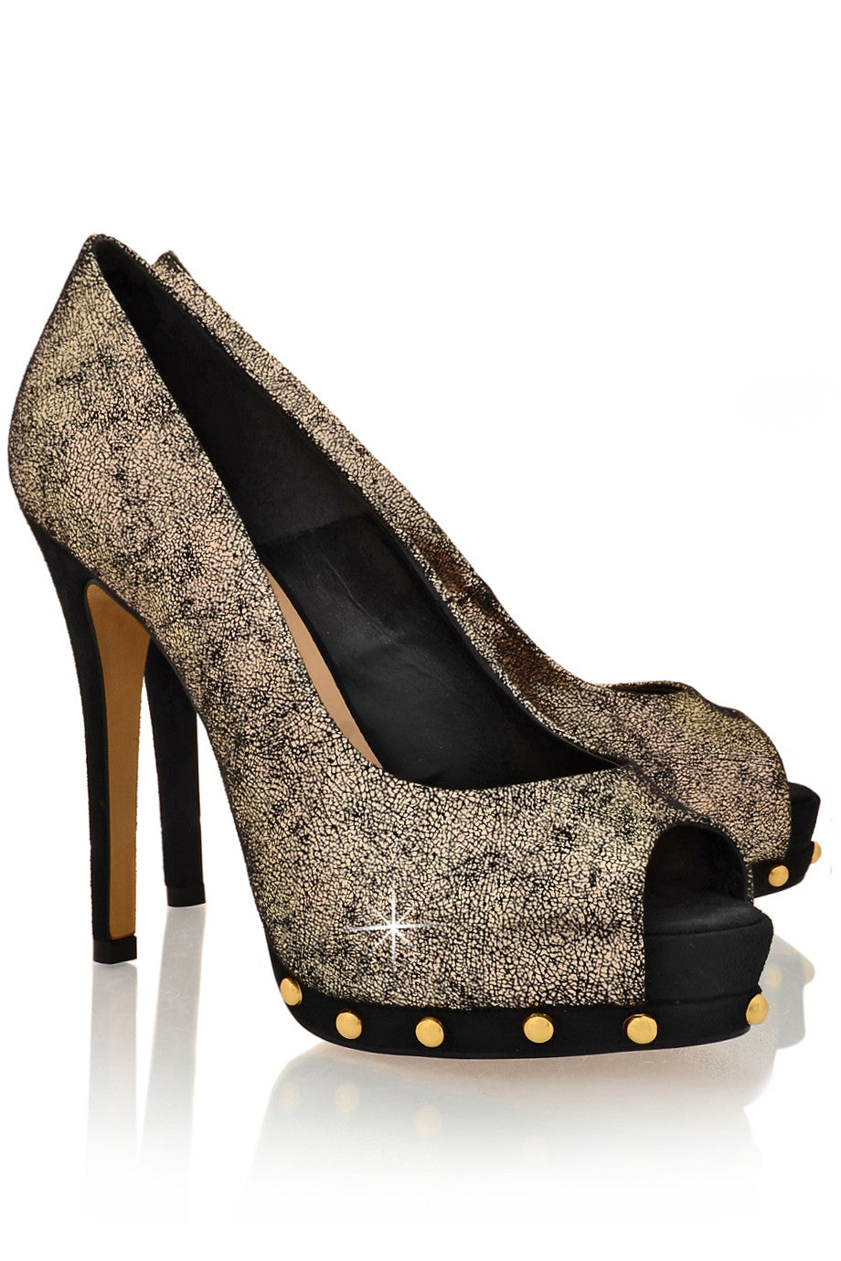 Χρυσά Μεταλλιζέ Peep Toes - Cecconello | Γυναικεία Παπούτσια