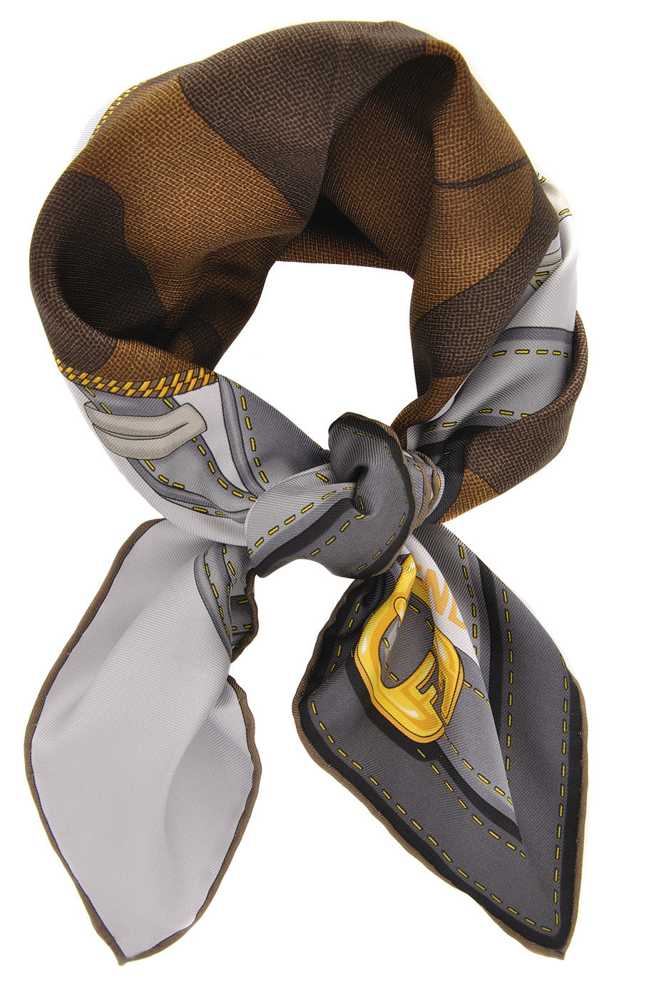 TWO BAGS Gray Silk Scarf with Patterns
