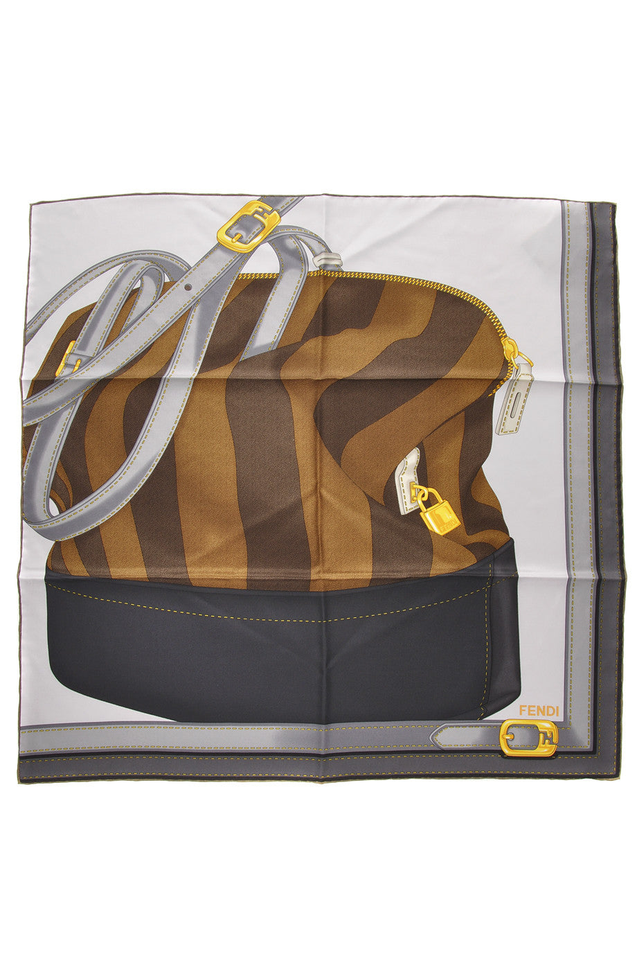 TWO BAGS Gray Silk Scarf with Patterns