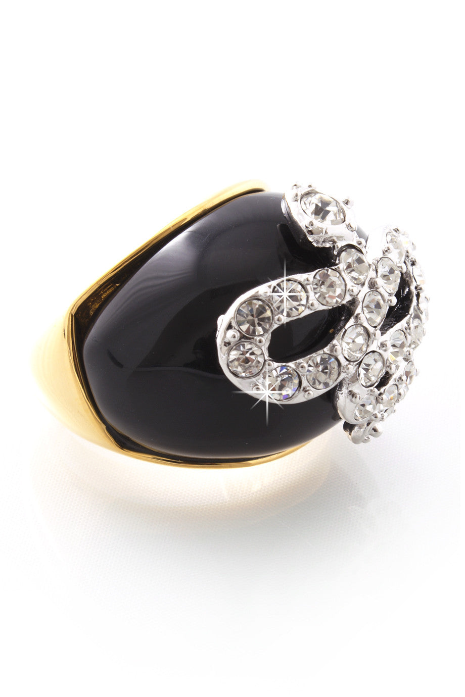 Vogue Crystal Acrylic Black Ring In Mixed Stone – Lara Glam Jewelry