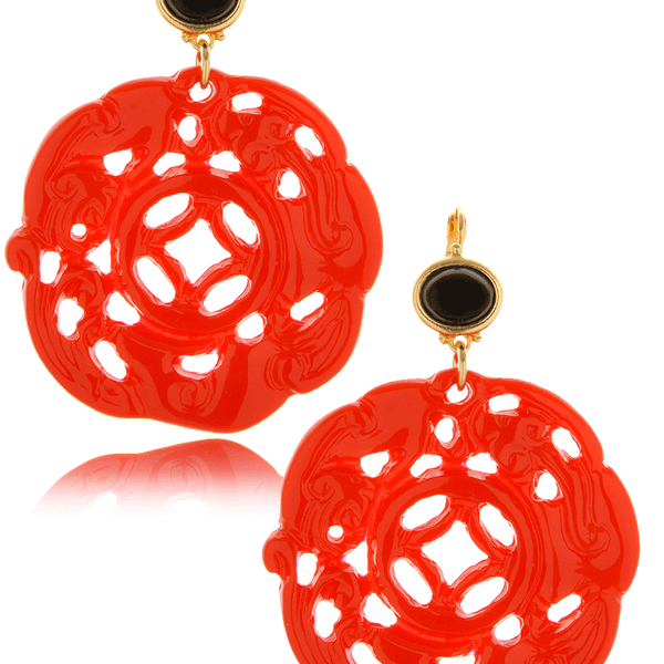 KENNETH JAY LANE Red Carved Wire Earrings – PRET-A-BEAUTE