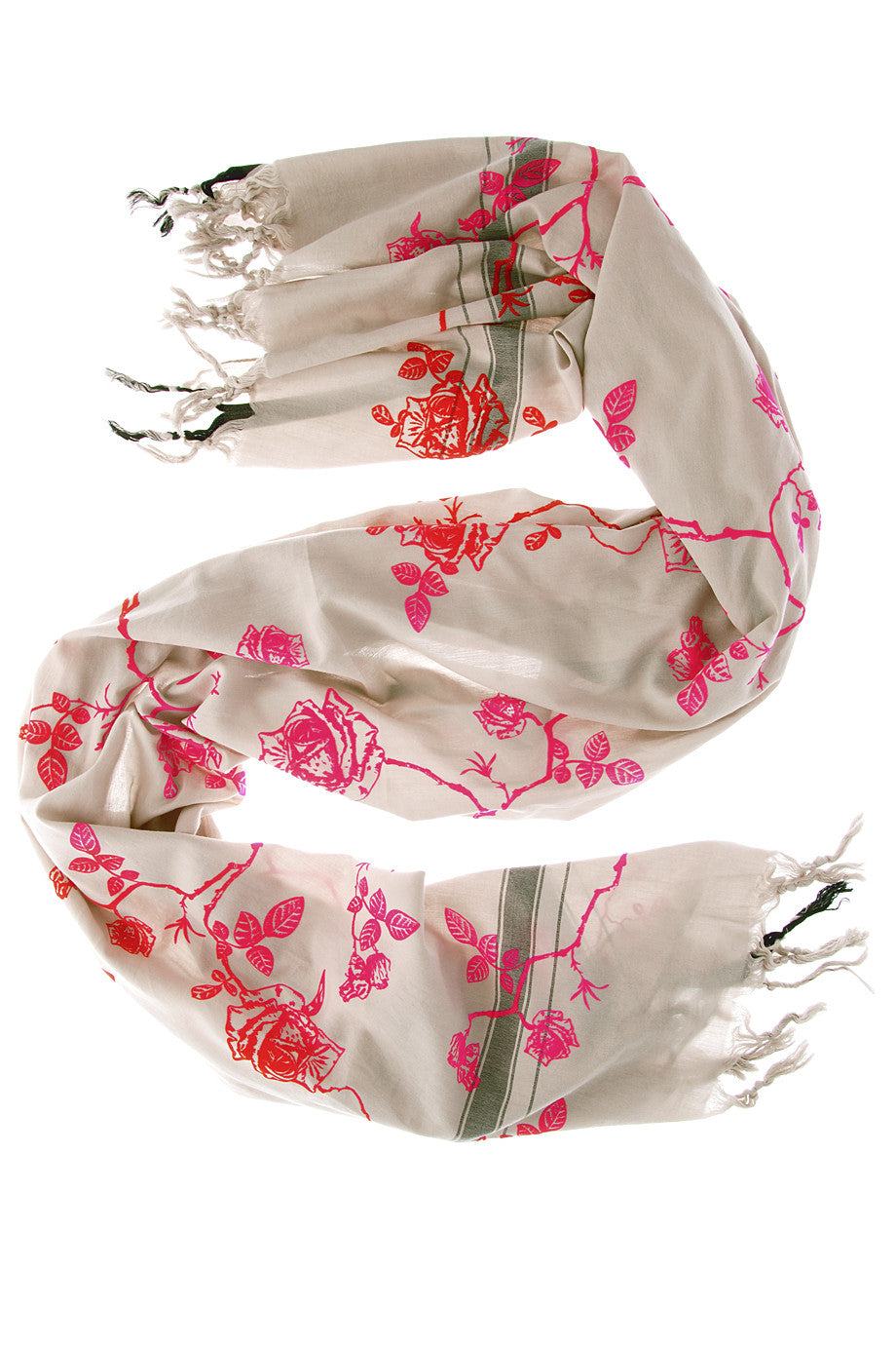 ROSES Beige Scarf with patterns