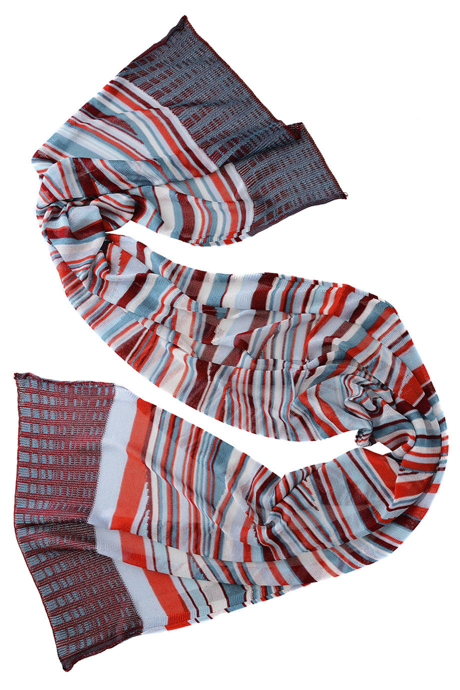 EDITH Red Blue Striped Scarf