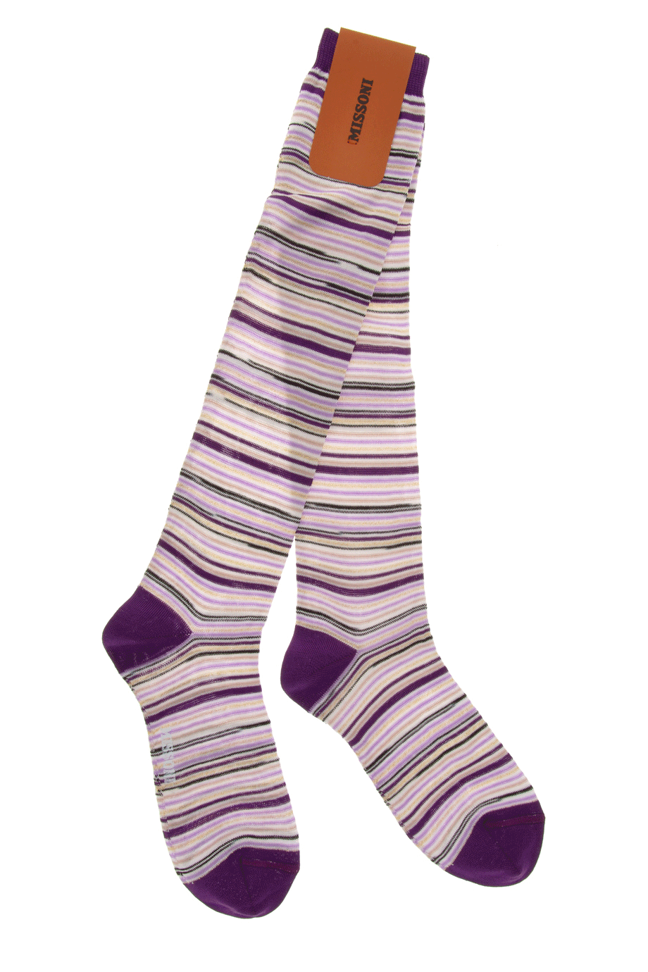 MISSONI GAMBALETTO Λευκά Καλτσάκια με Μοβ Ρίγες
