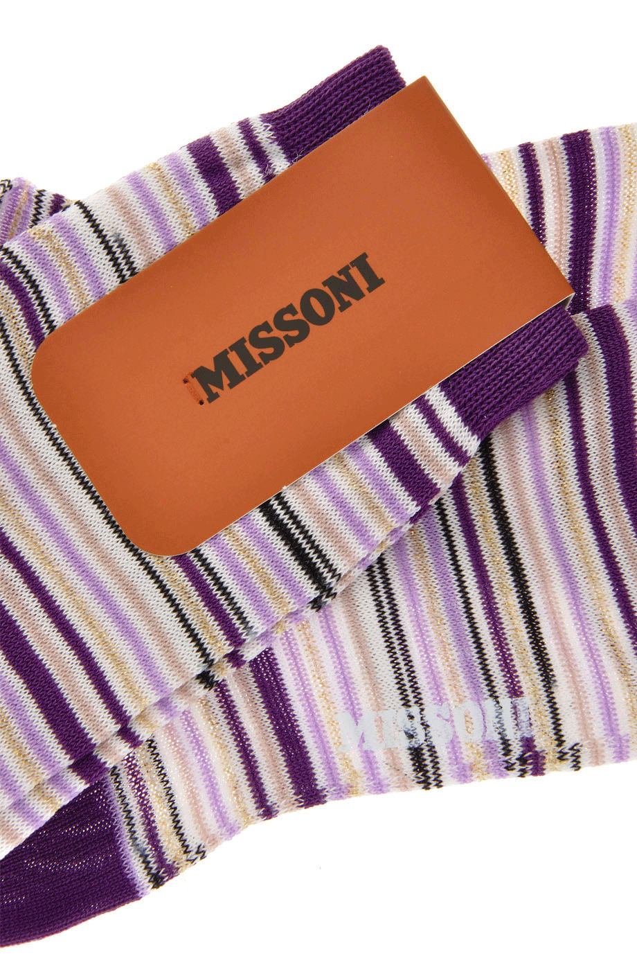 MISSONI GAMBALETTO Λευκά Καλτσάκια με Μοβ Ρίγες