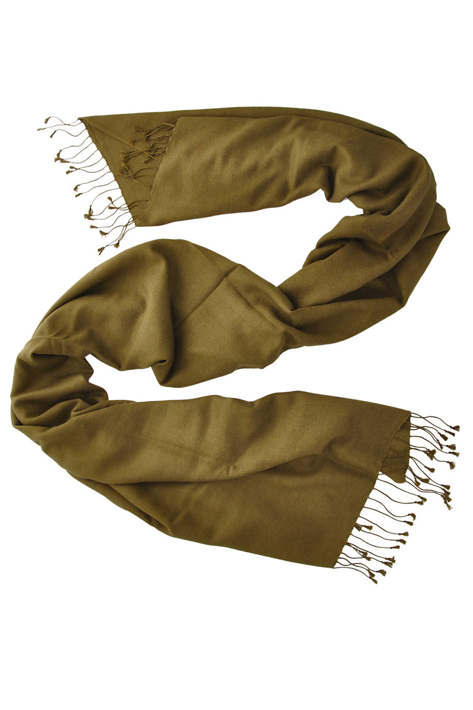 PASHMINA ART - SHERPA Χακί Πράσινη Πασμίνα από Κασμίρ - Φουλαρί - Κασκόλ