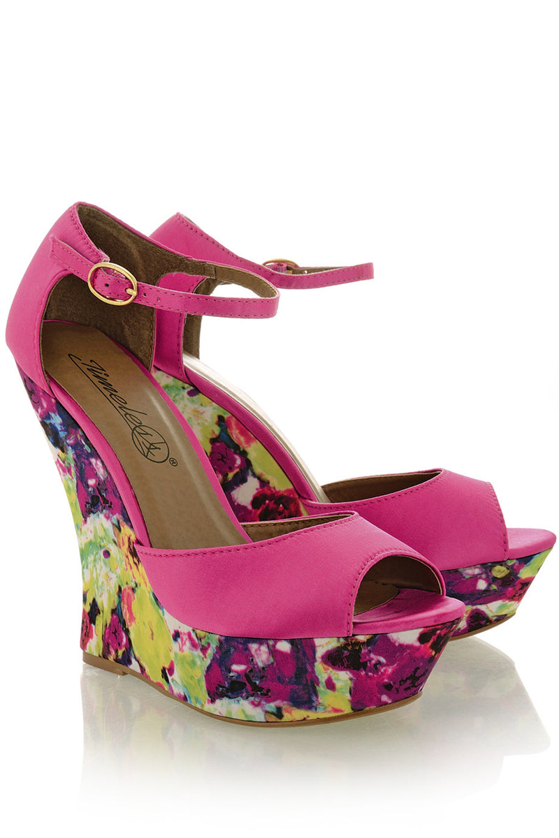 TIMELESS BLOSSOMS Fuchsia Ankle Strap Wedges – PRET-A-BEAUTE