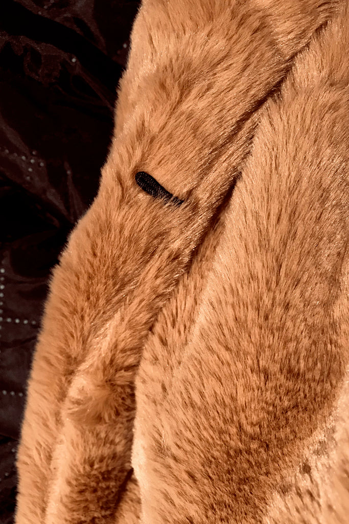 Bella Camel Faux Fur Coat